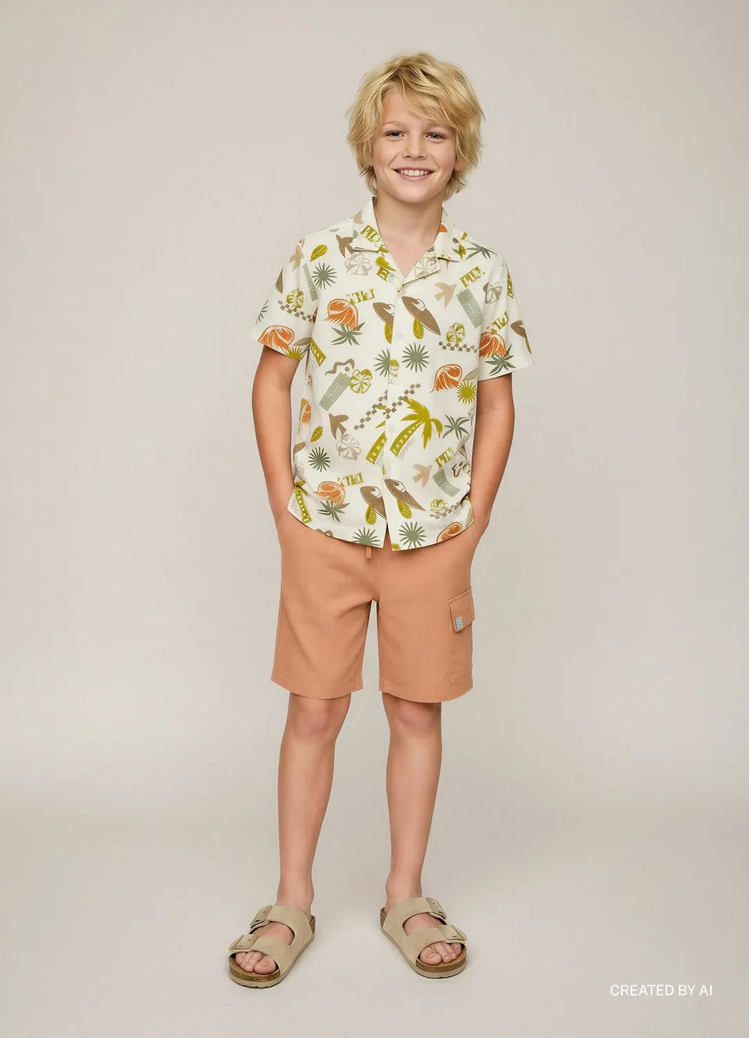Calliope short cargo lin garçon poches pattes