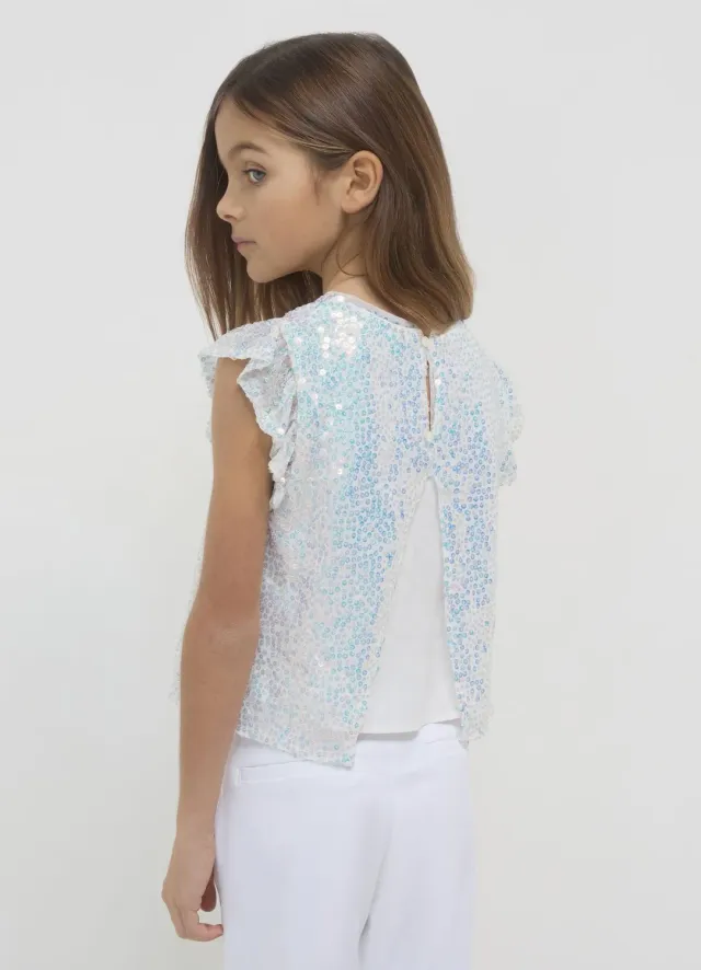 Calliope blouse paillettes fille manches courtes