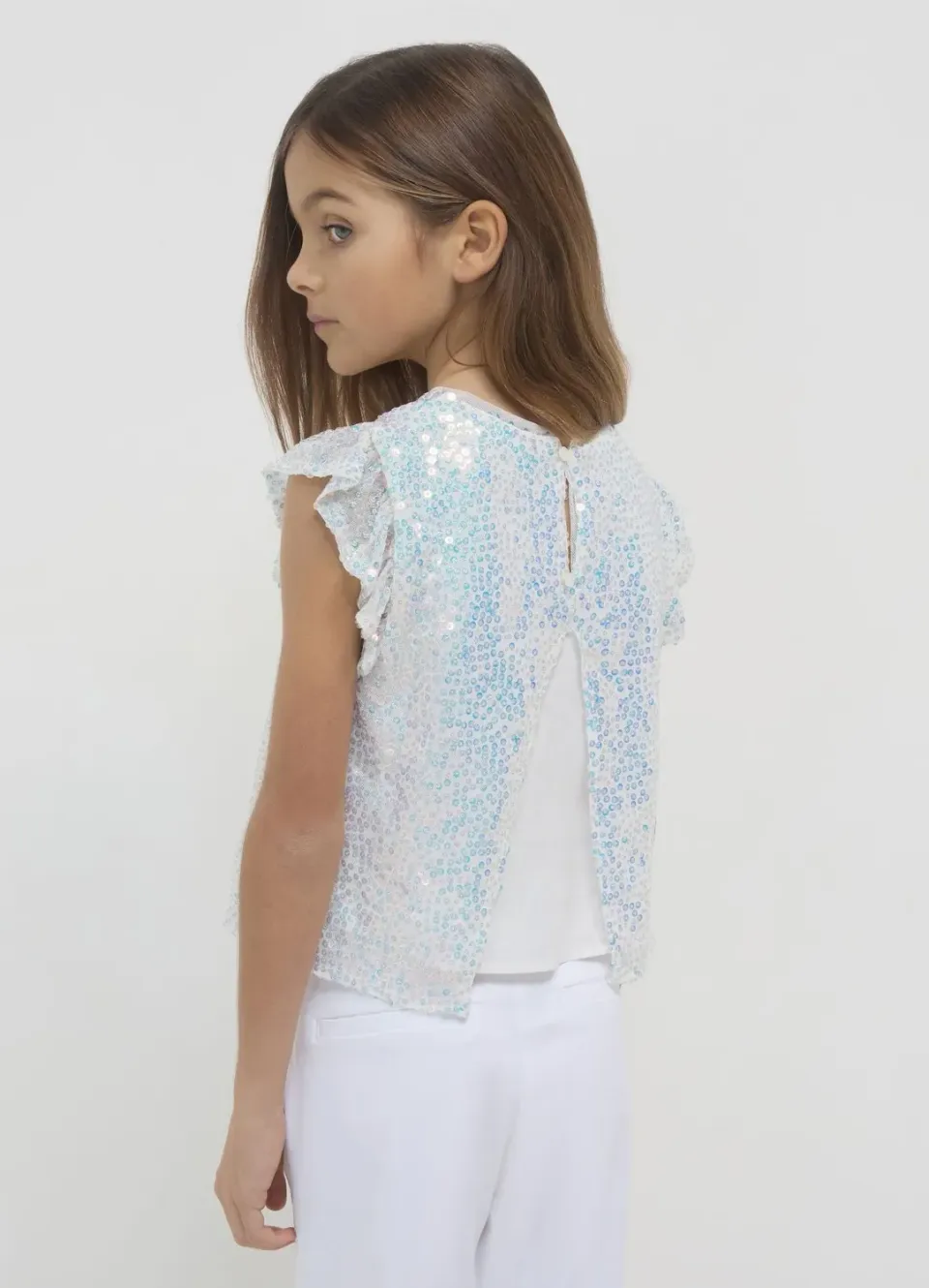 Calliope blouse paillettes fille manches courtes