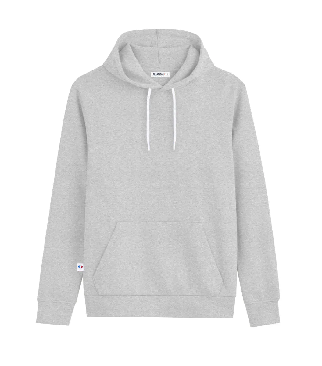 Cocorico Intemporel sweat à capuche homme gris coton
