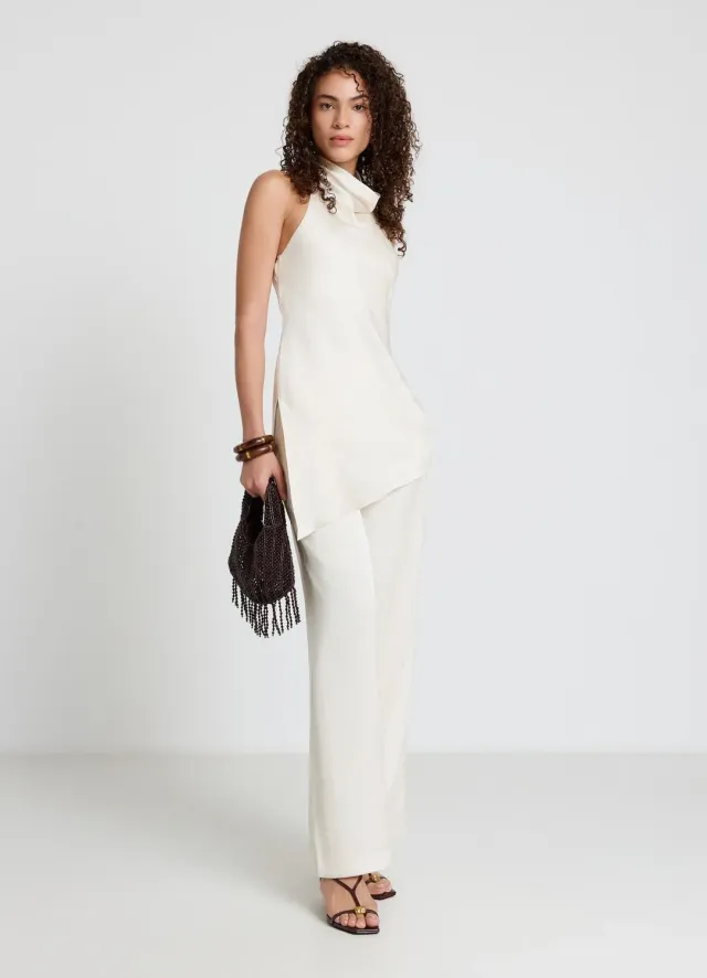 Calliope top halter satiné asymétrique femme