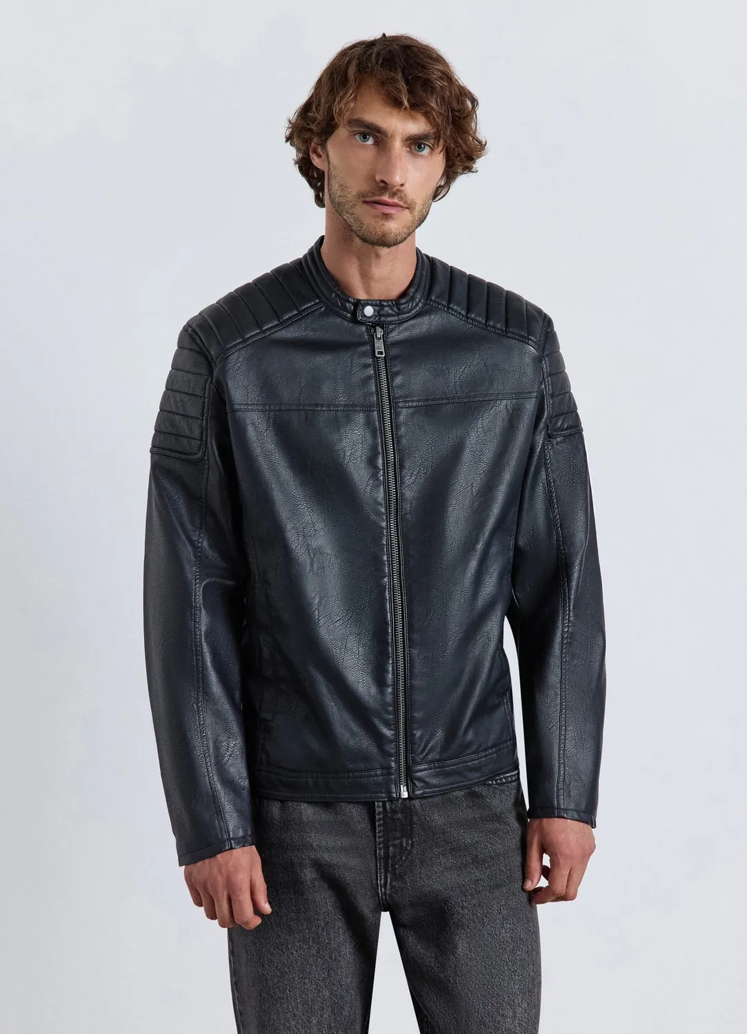Calliope veste biker homme effet cuir slim
