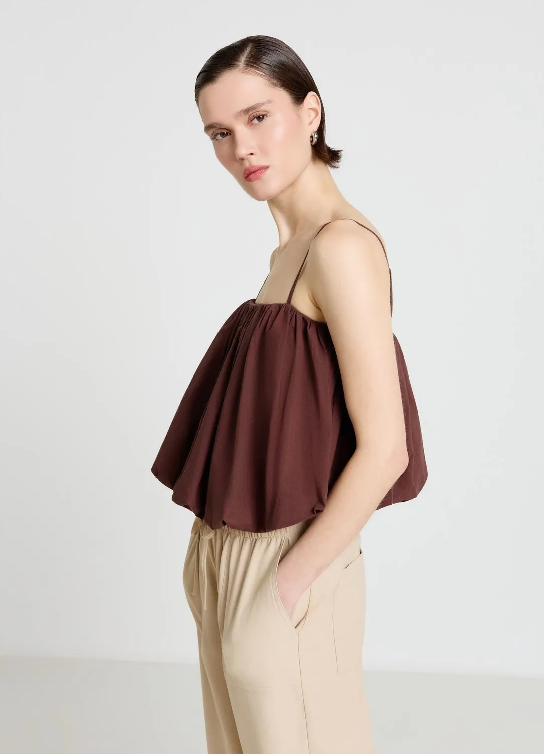 Calliope top ballon femme bretelles fines uni