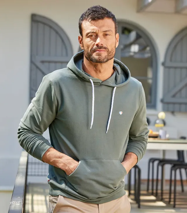 Cocorico Iconique sweat capuche homme sauge coton