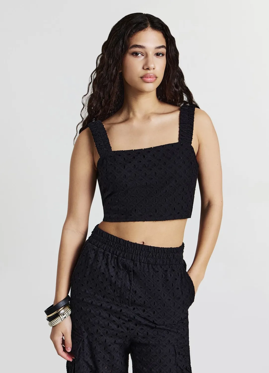 Calliope top crop broderie anglaise femme coton