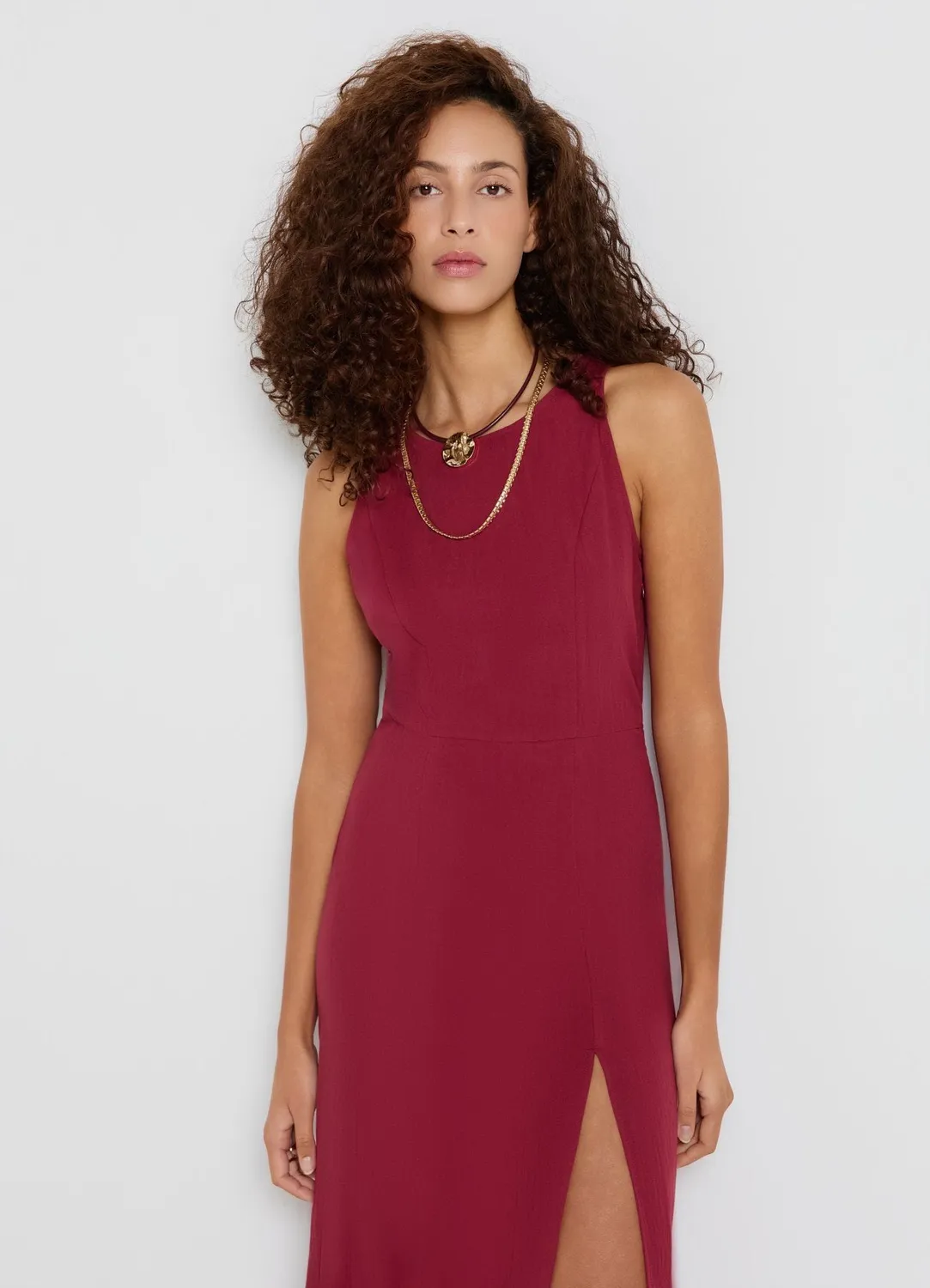 Calliope Atelier robe fourreau midi femme col rond