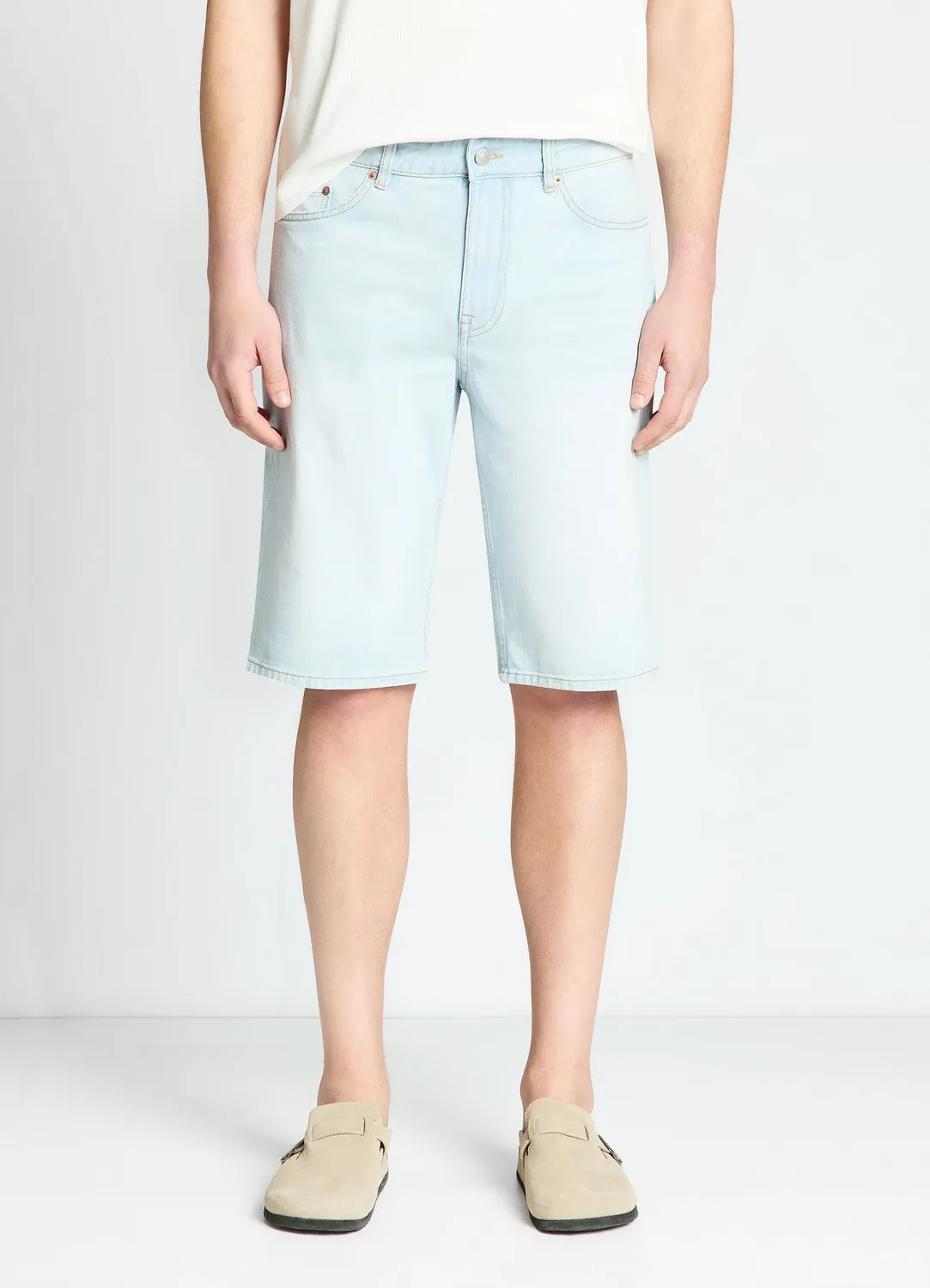 Calliope short jean délavé homme à revers coton