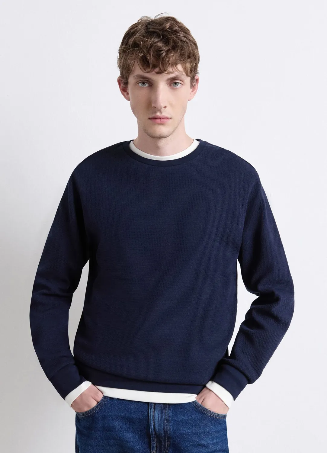 Calliope sweat col rond homme uni coton
