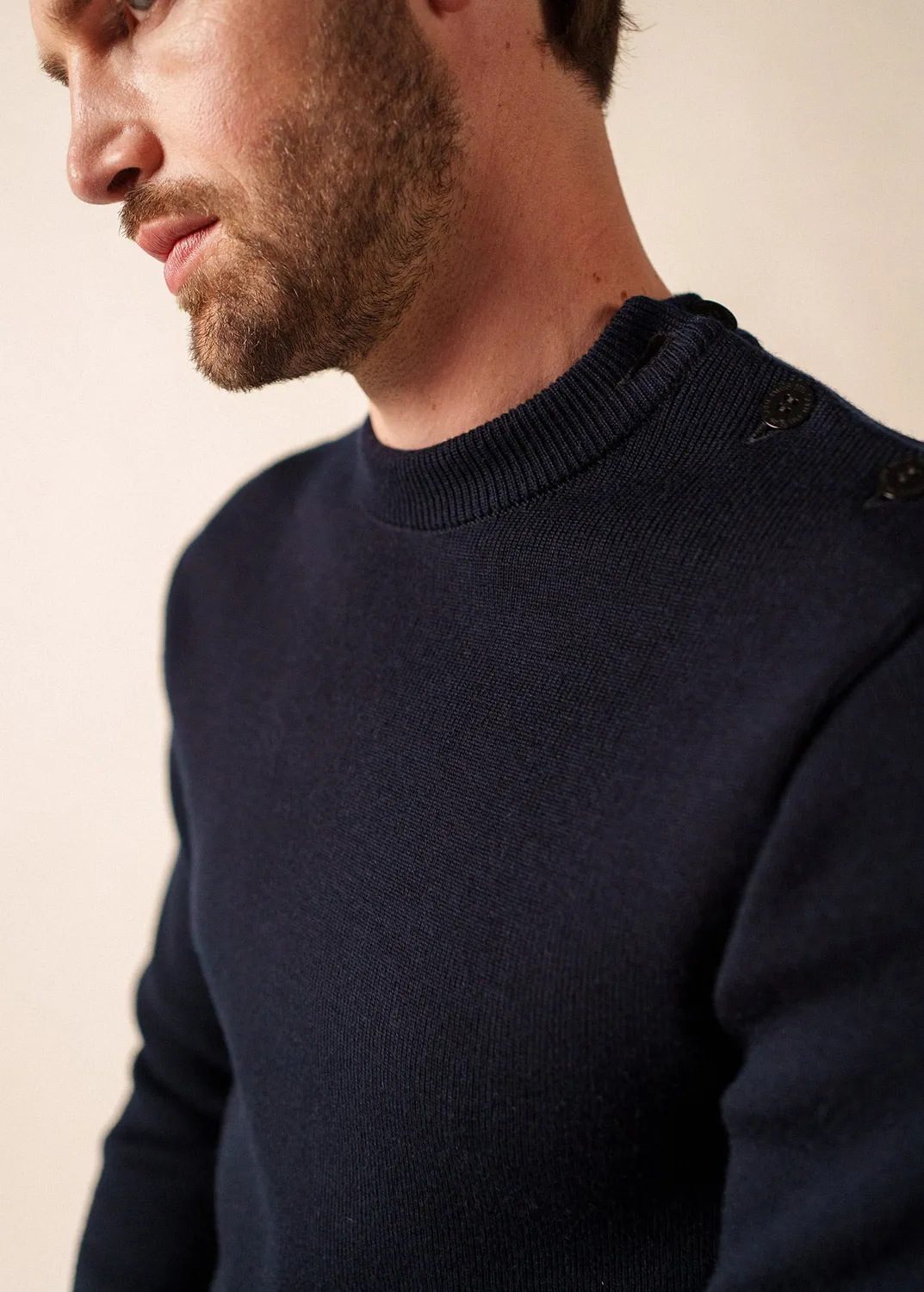 Saint James Rochefort pull navy mérinos ajusté