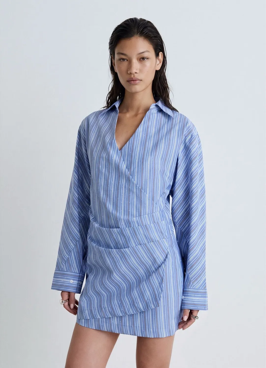 Calliope robe portefeuille femme rayures strass S