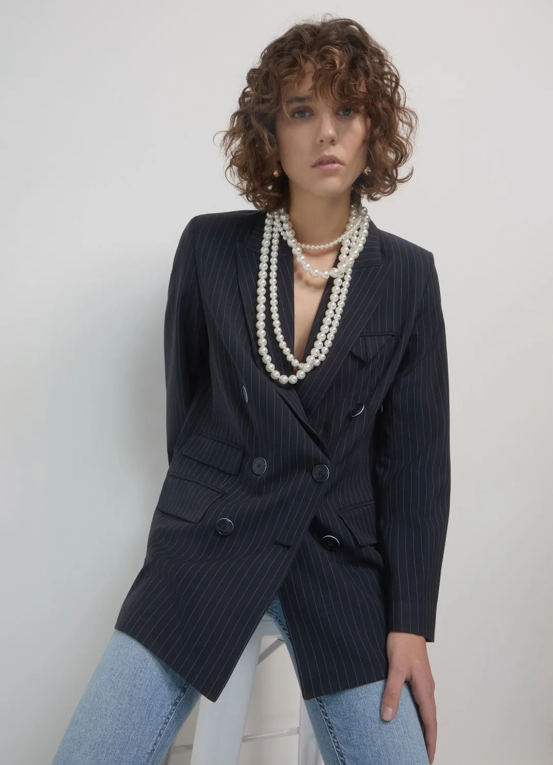 Calliope veste blazer double boutonnage rayée femme