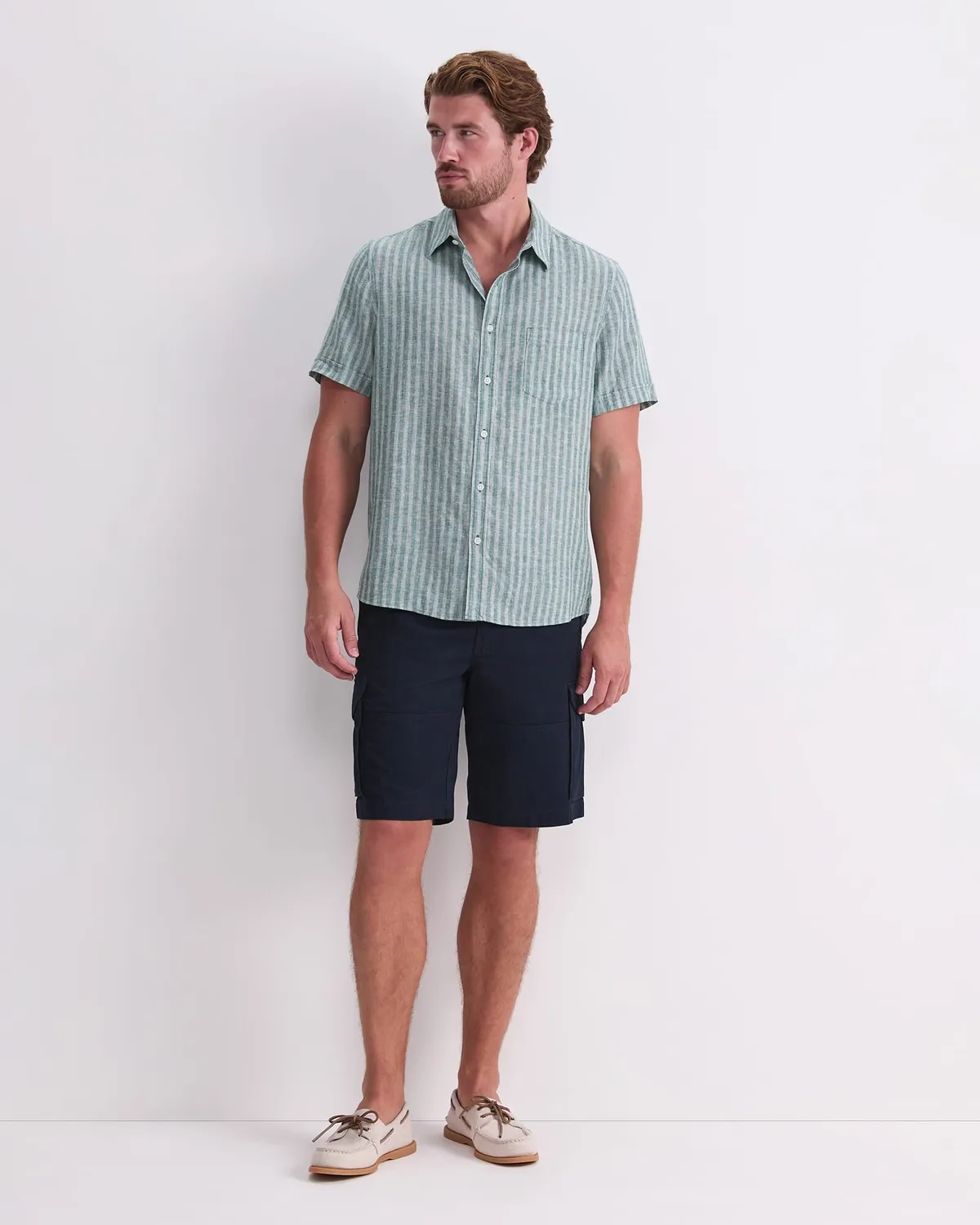 Sportscraft Linen Stripe chemise lin rayée homme