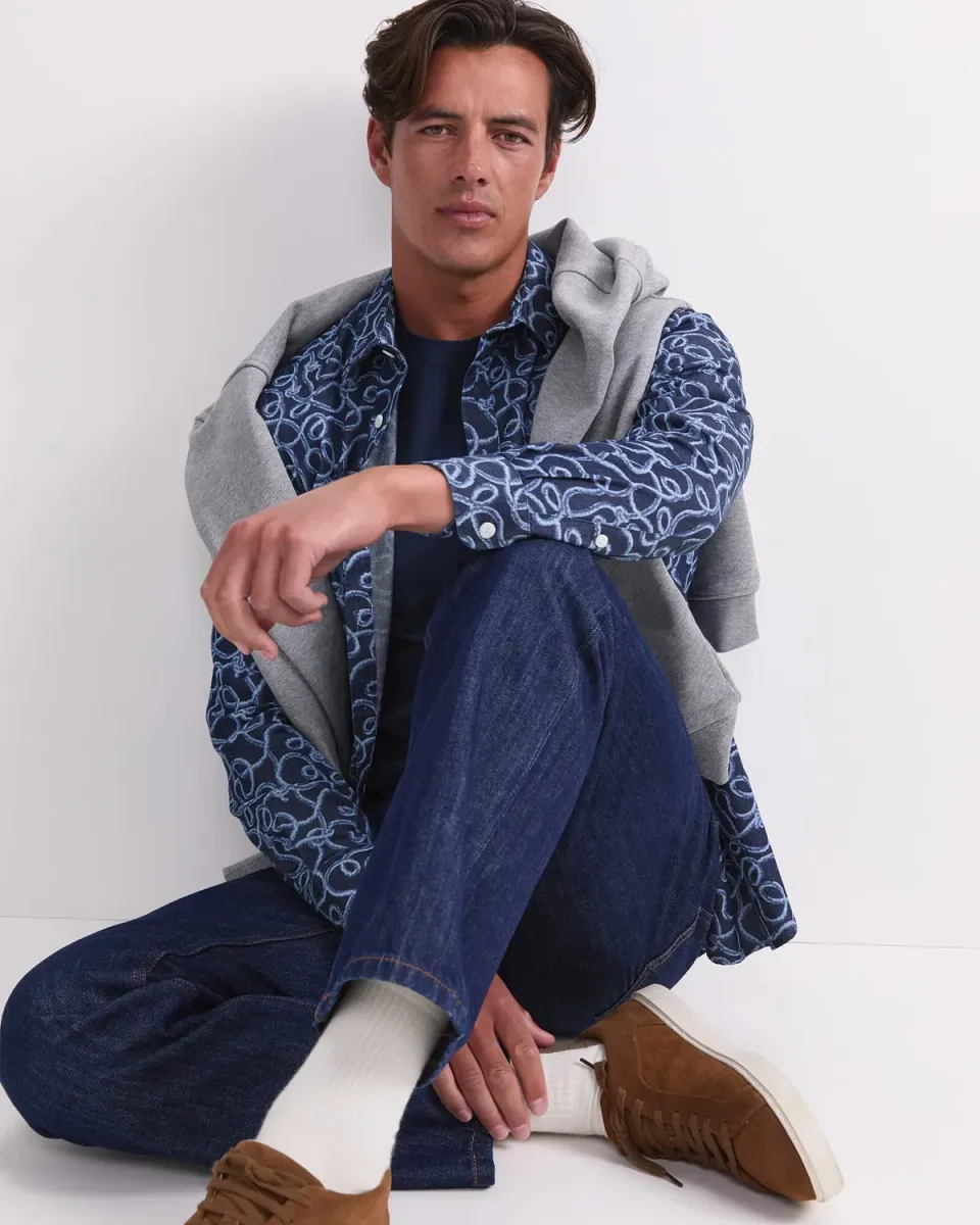 Sportscraft Rope Long Sleeve Print Shirt chemise denim homme