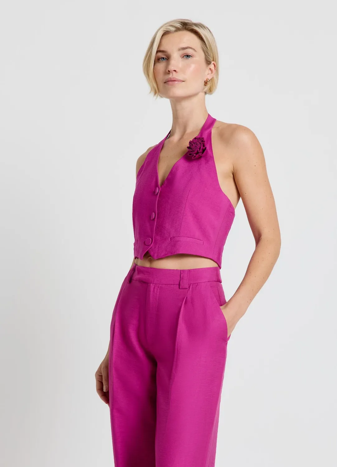 Calliope gilet halter gilet femme fleur tailleur