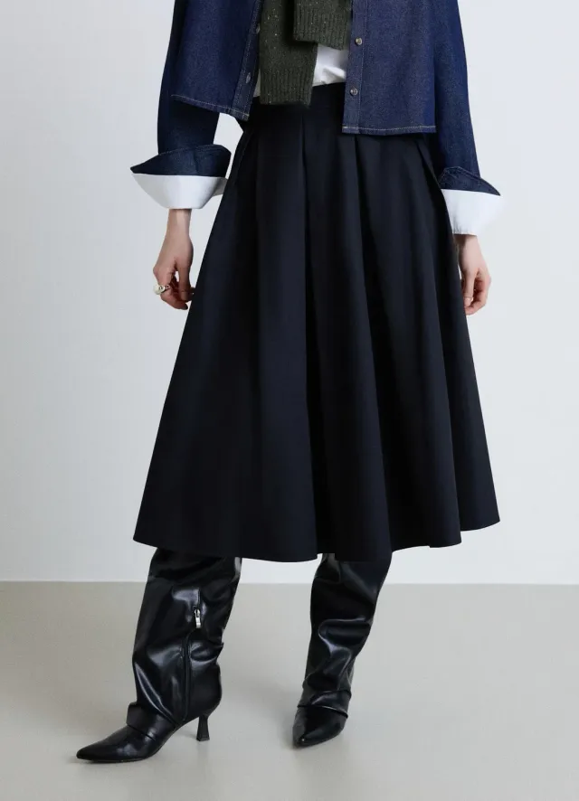 Calliope jupe midi plissée évasée femme taille haute