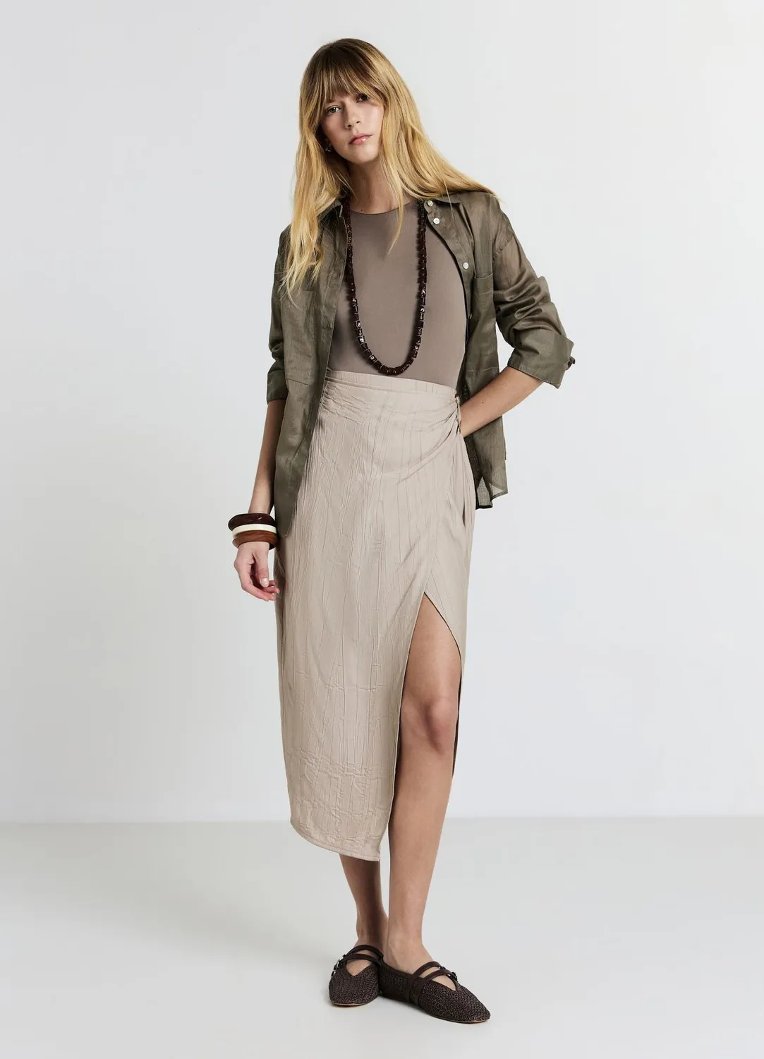 Calliope jupe midi fendue femme boucle dorée