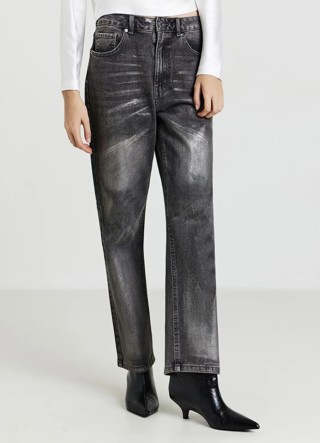 Calliope jean straight enduit femme