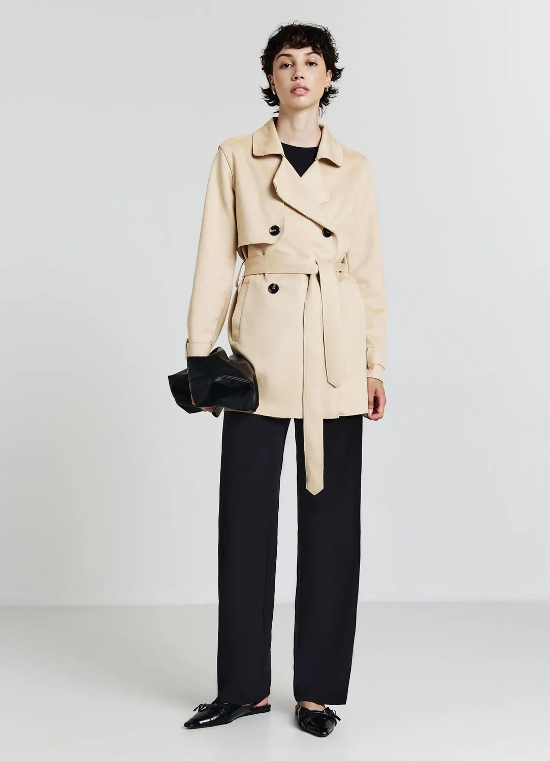 Calliope trench simil suède femme ceinture