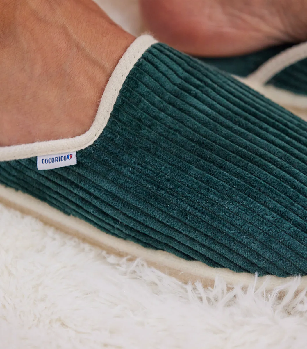 Cocorico Velours mules homme sapin laine