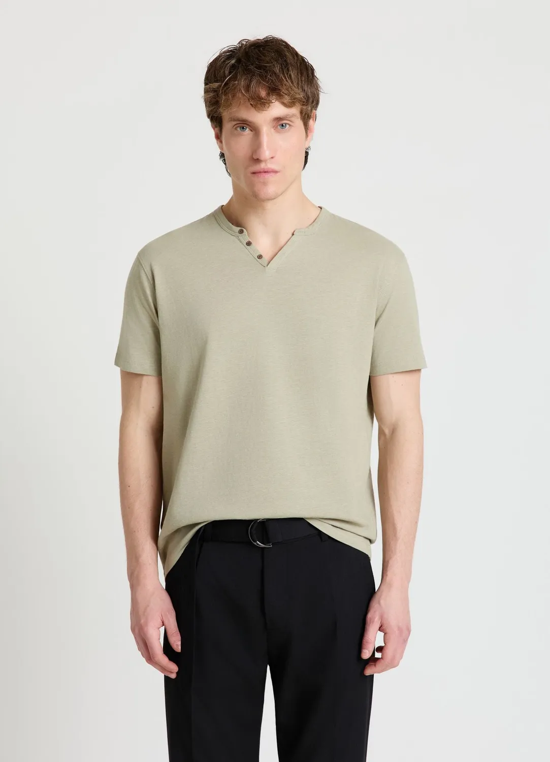 Calliope T-shirt serafino uni homme effet flammé