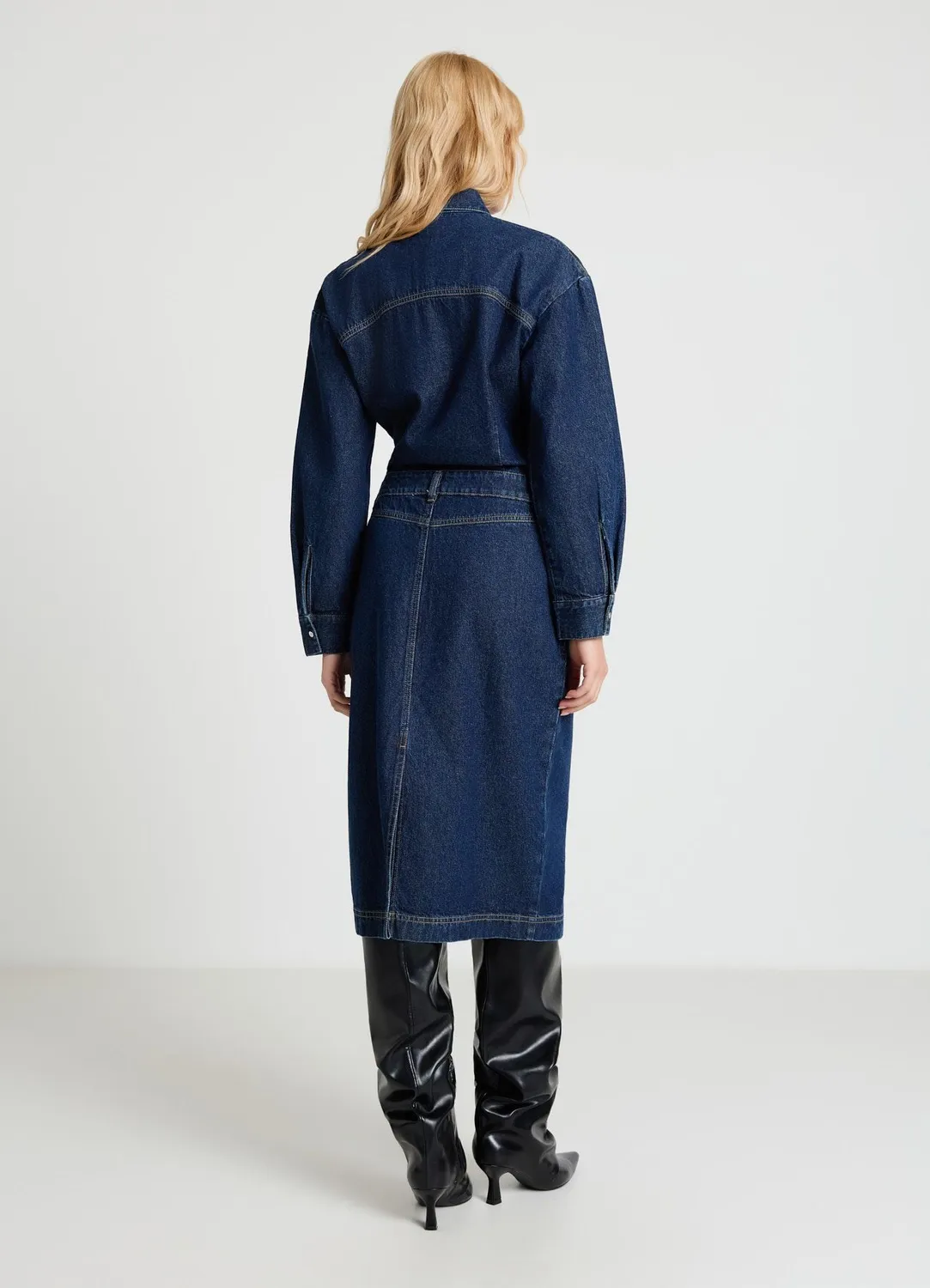 Calliope Atelier robe midi denim femme poches