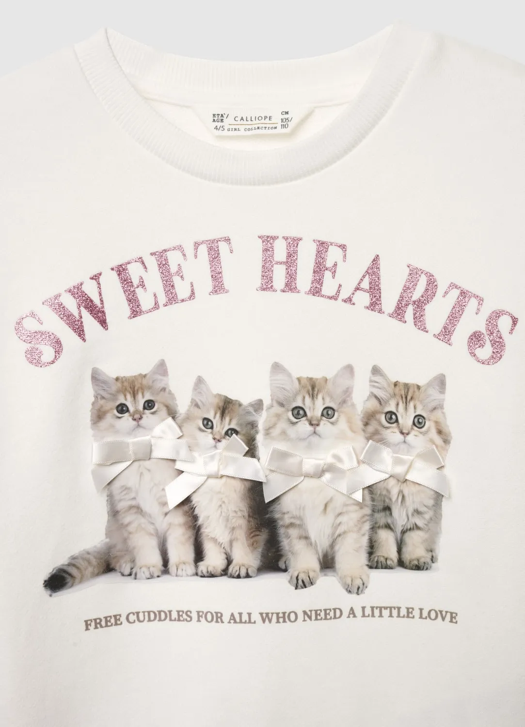 Calliope sweat fille chats sans capuche