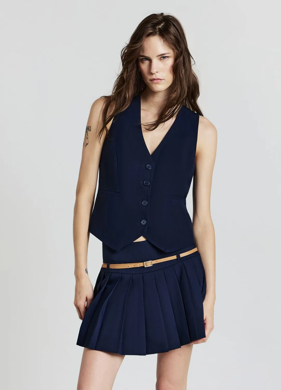 Calliope gilet uni femme col V boutons