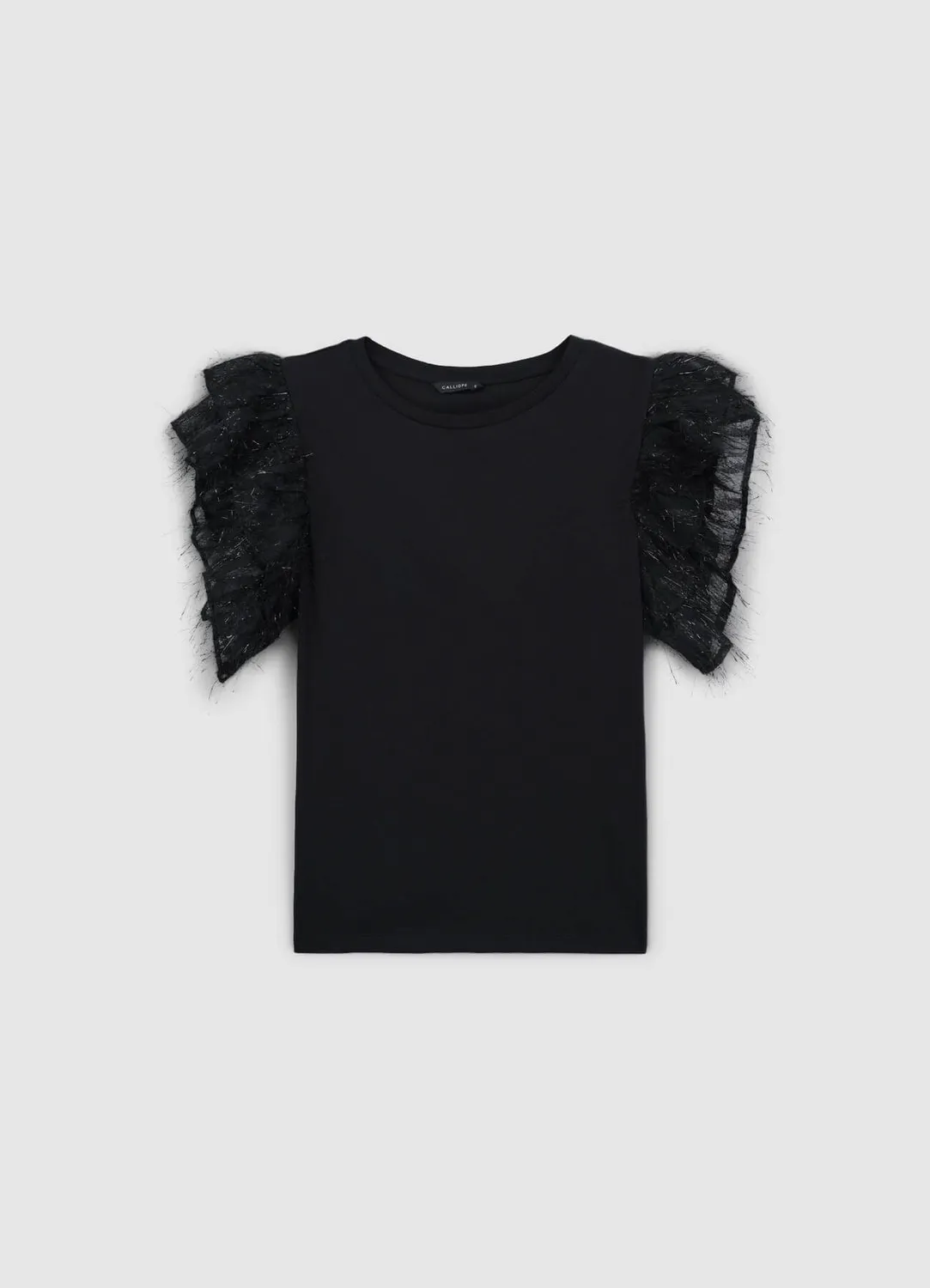 Calliope t-shirt volants col rond femme coton