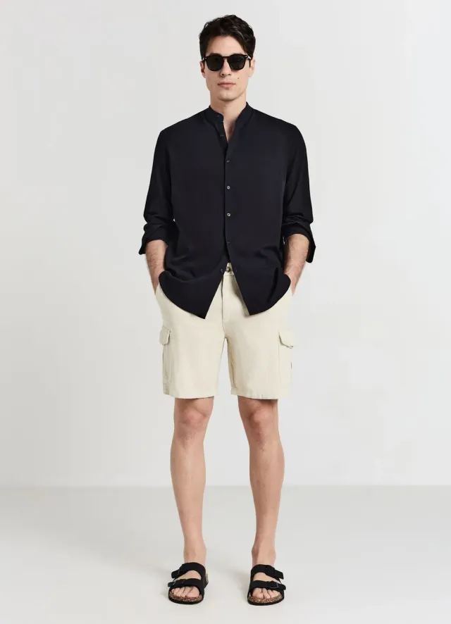 Calliope Chemise col mao coton homme