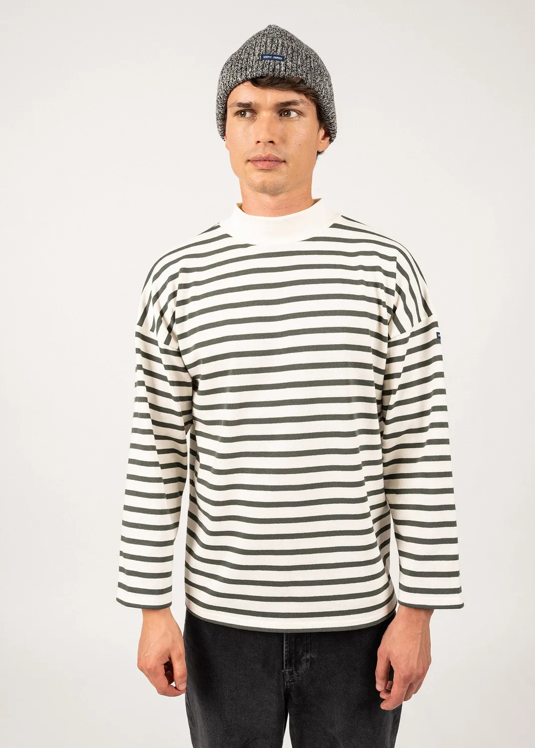 Saint James 48N1W Yvetot bonnet laine navy/ecru chaud