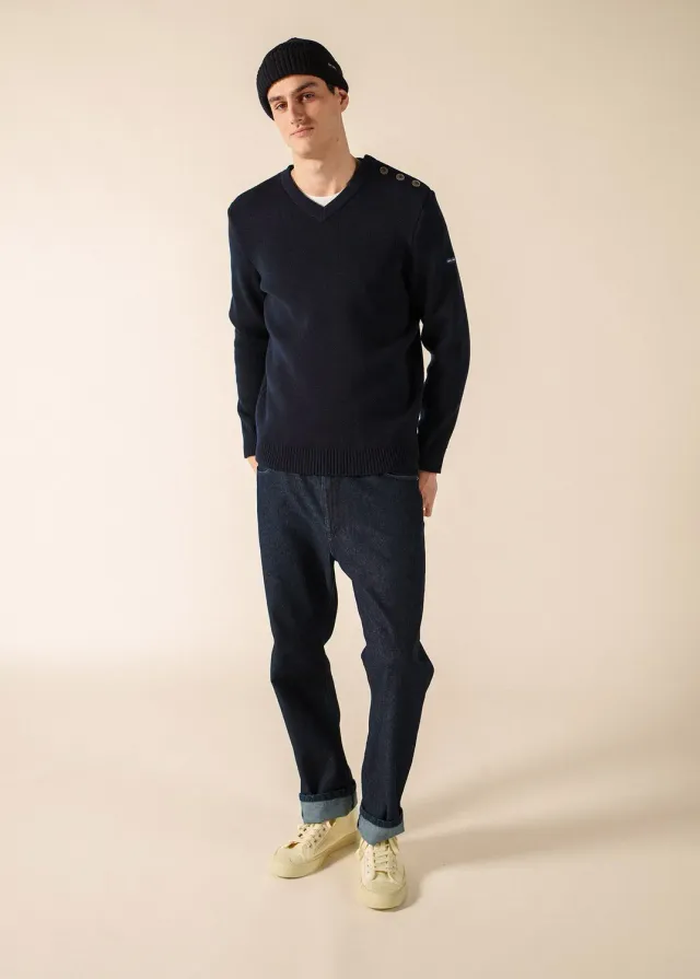 Saint James Cancale pull marine col V laine