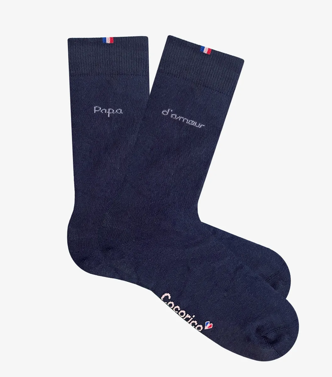 Cocorico Papa Amour chaussettes homme marine coton