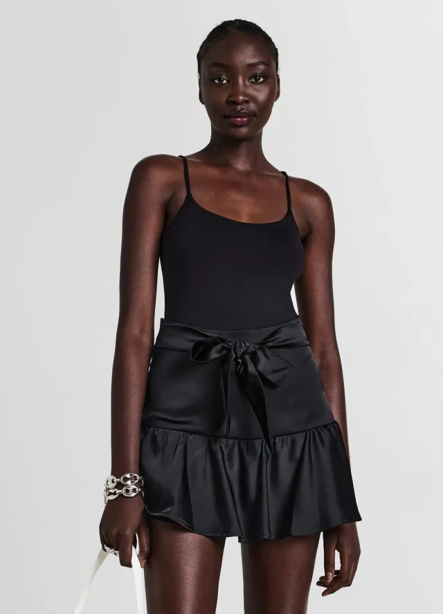 Calliope jupe-culotte satinée femme à volants