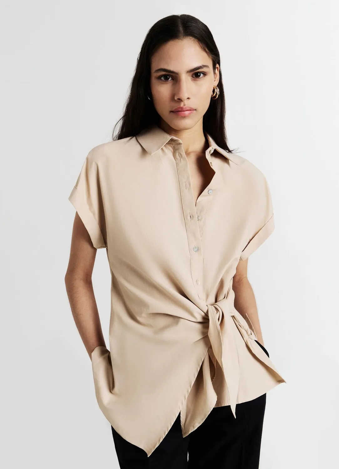 Calliope chemise nouée femme coton manches courtes
