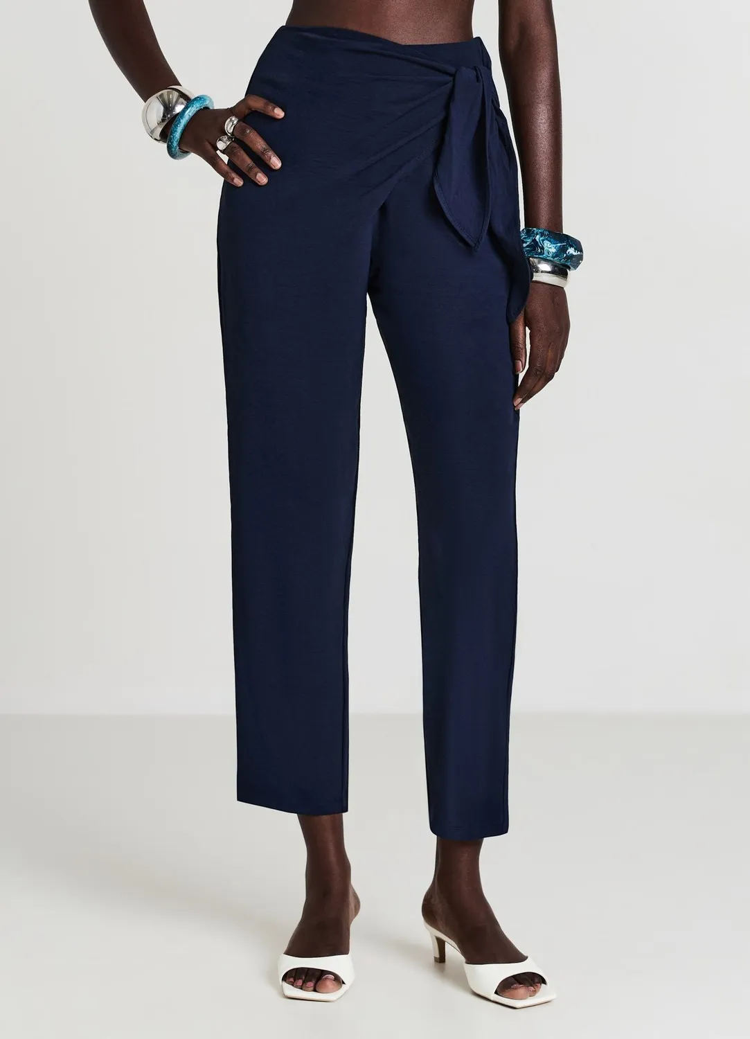 Calliope Pantalon à nœud pantalon femme long uni