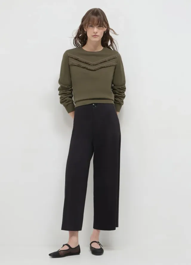 Calliope Pull col rond femme franges coton