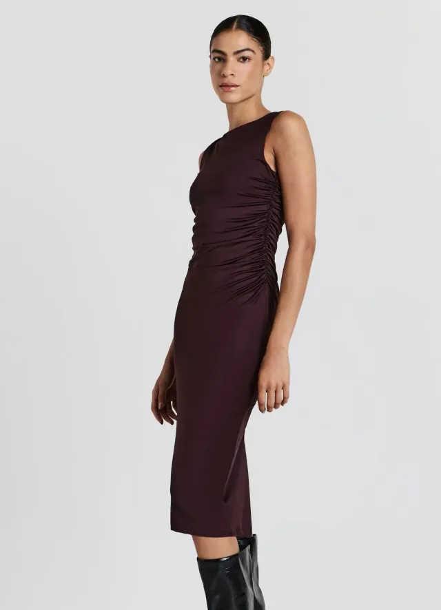 Calliope robe longue froncée sans manches femme