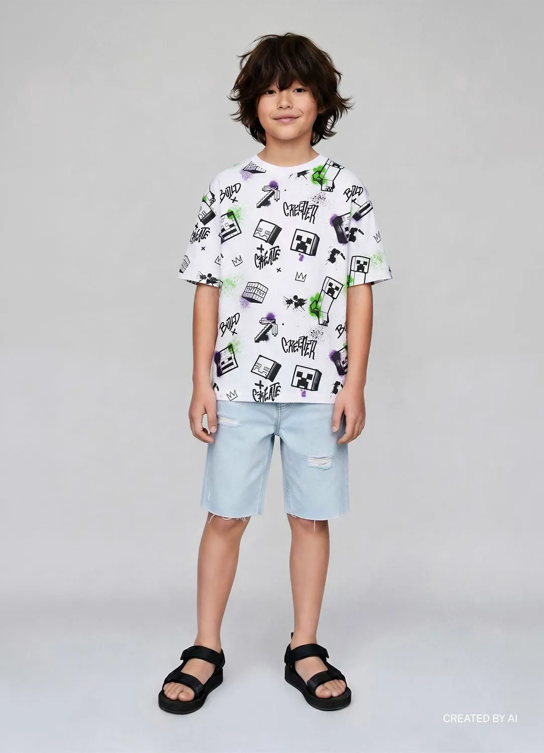 Calliope Minecraft t-shirt enfant imprimé graffiti