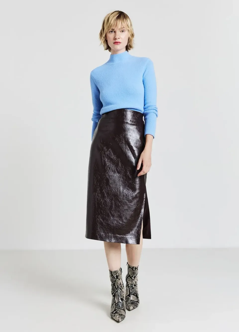 Calliope pull femme col montant uni manches longues