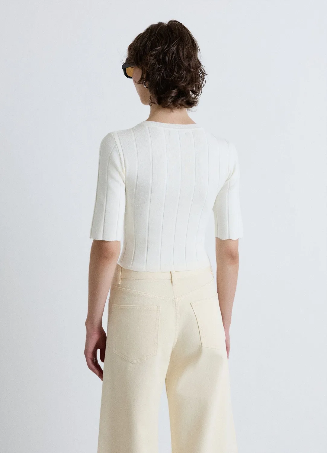 Calliope t-shirt côtes bords ondulés femme 3/4