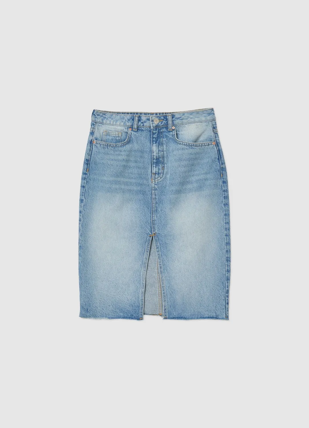 Calliope Jupe Longuette Denim Femme Fente Coupe Regular