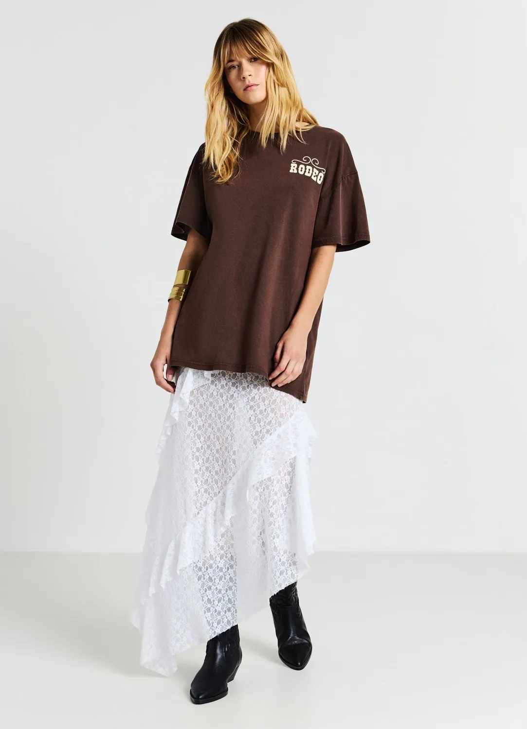Calliope jupe midi en dentelle femme coupe regular