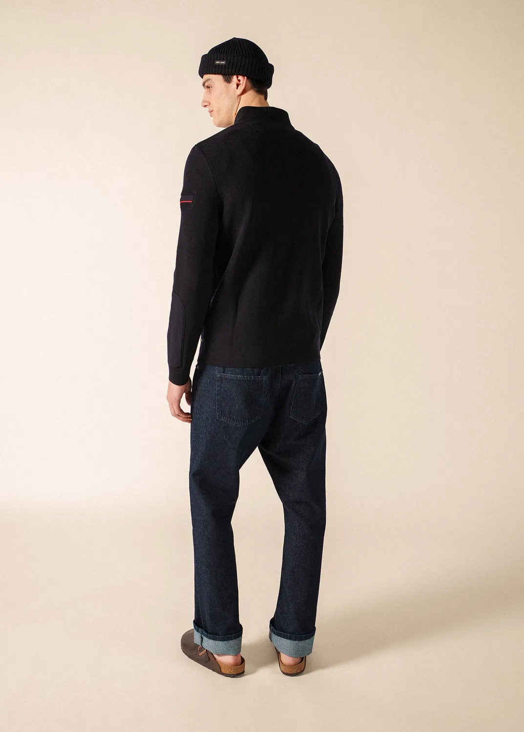 Saint James Loup de mer pull navy laine col montant