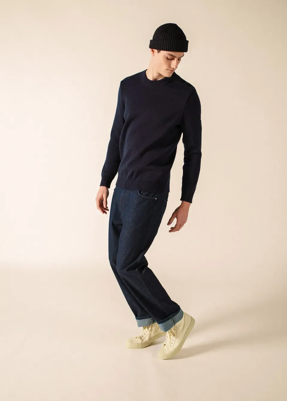Saint James Cancale Equipage pull marin marine/ecru laine