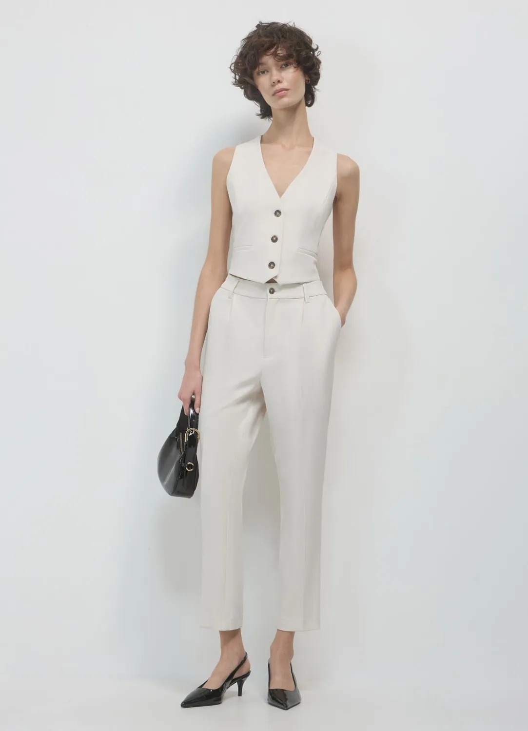Calliope gilet crop femme uni à boutons
