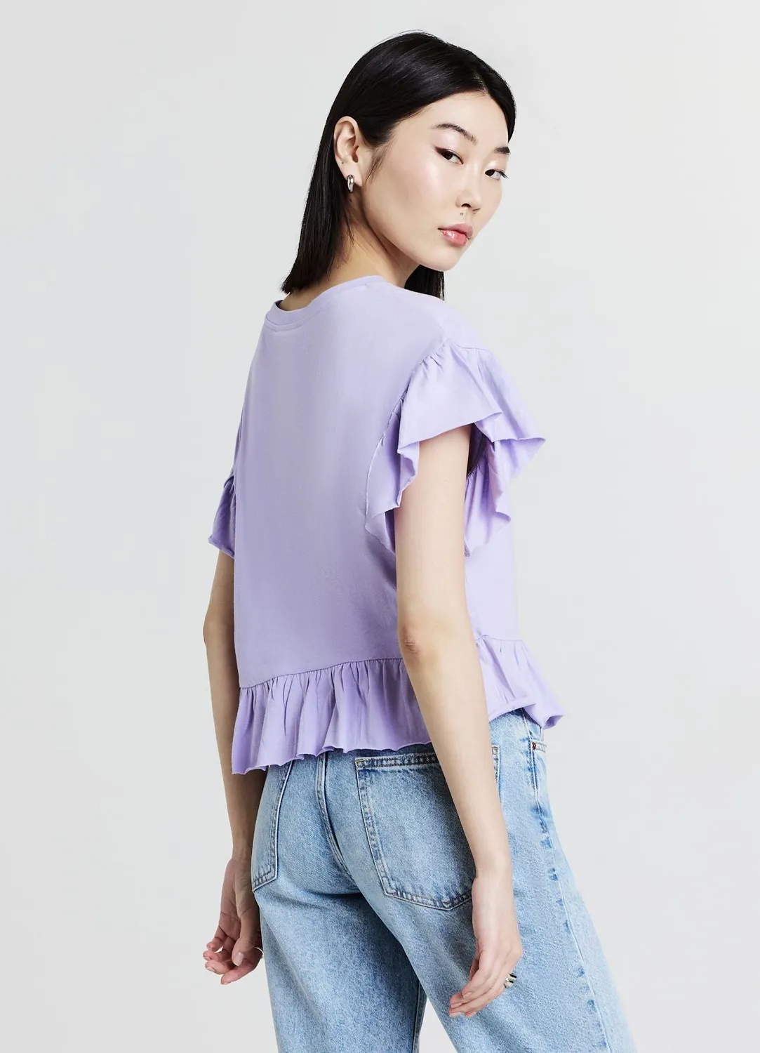 Calliope T-shirt volants femme coton manches courtes