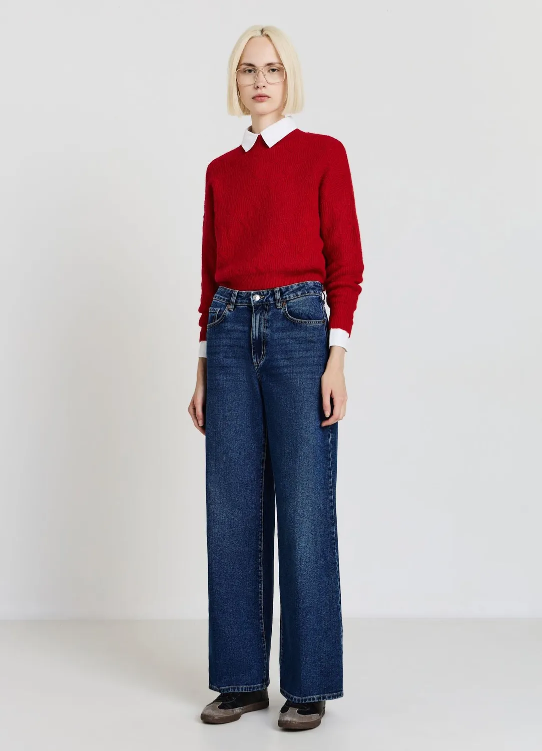 Calliope pull torsades femme col haut manches longues