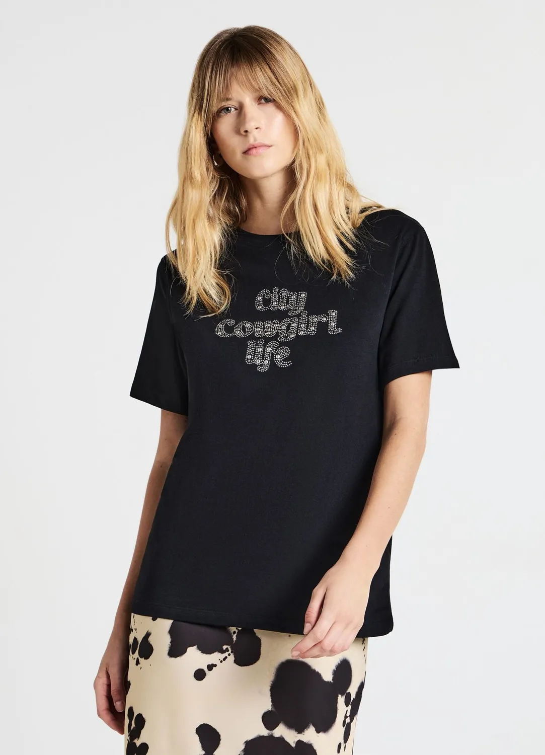 Calliope T-shirt inscription strass femme coton
