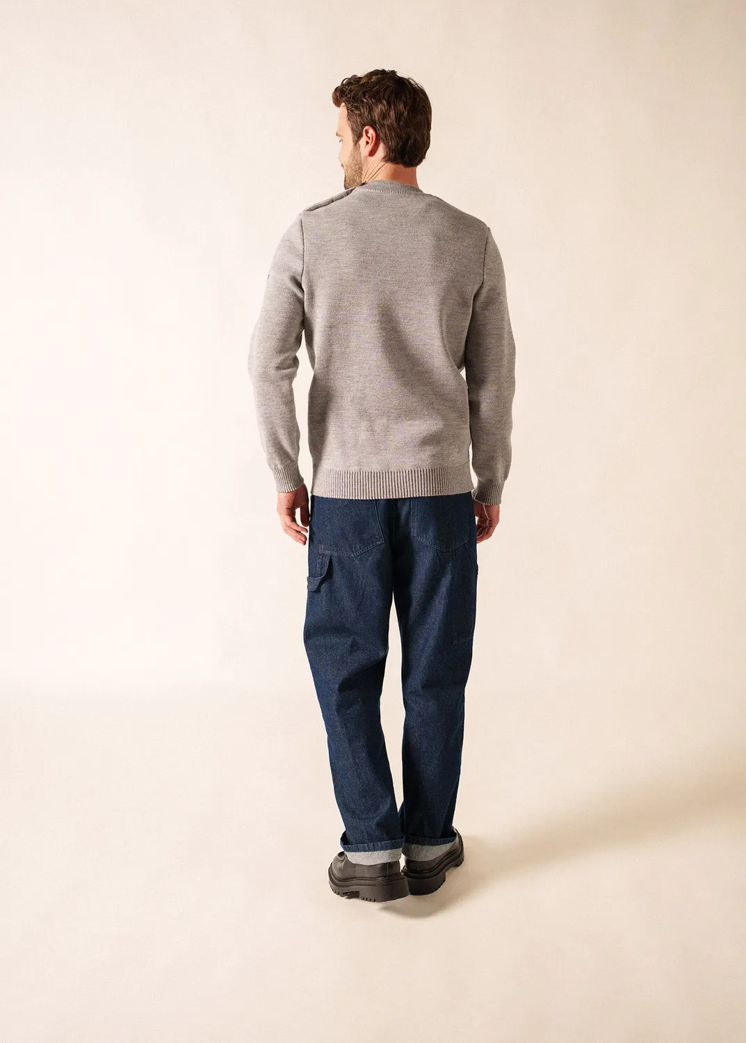 Saint James Cancale pull marin gris clair pure laine