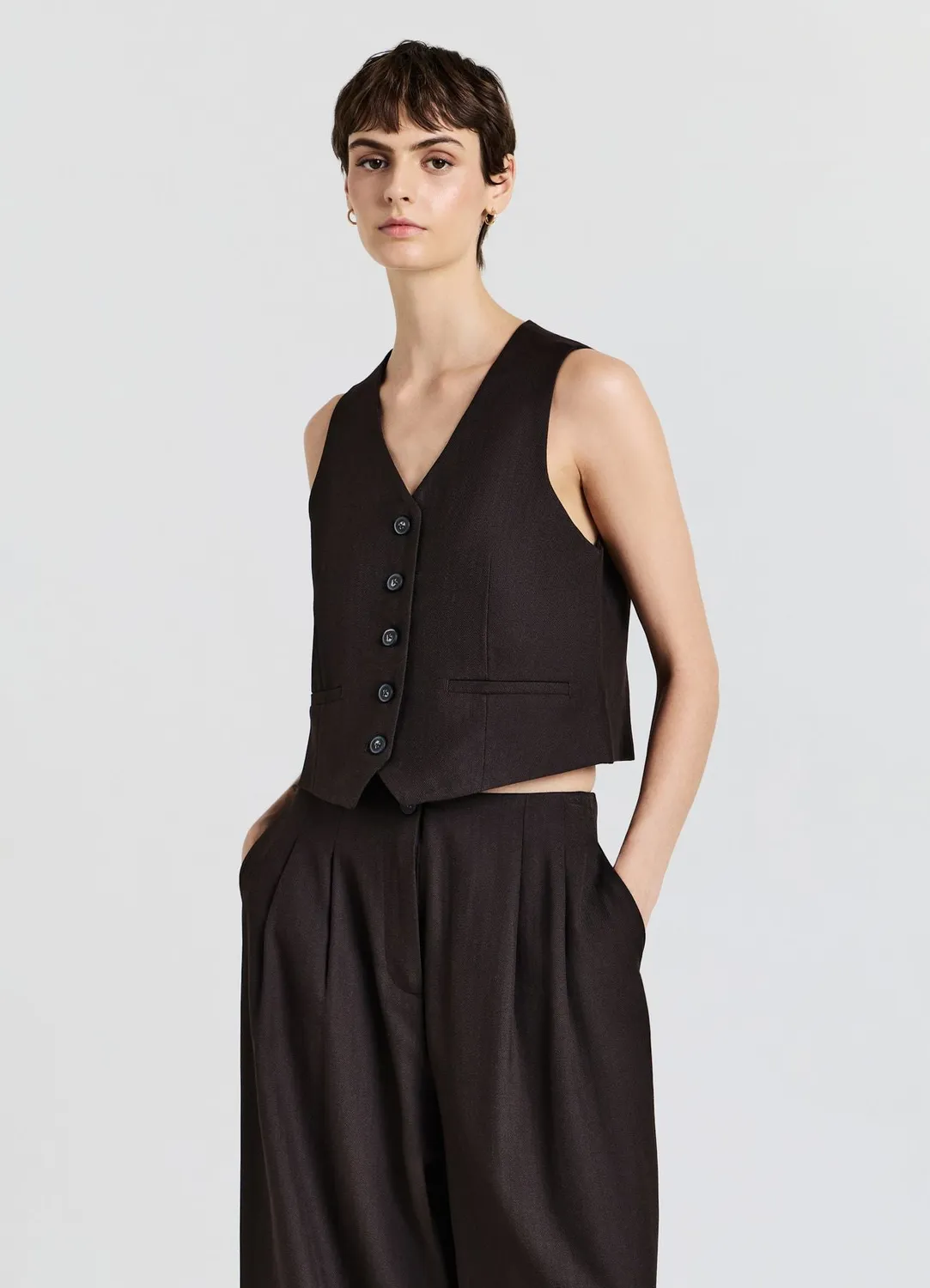 Calliope boxy chevron gilet femme à boutons bureau